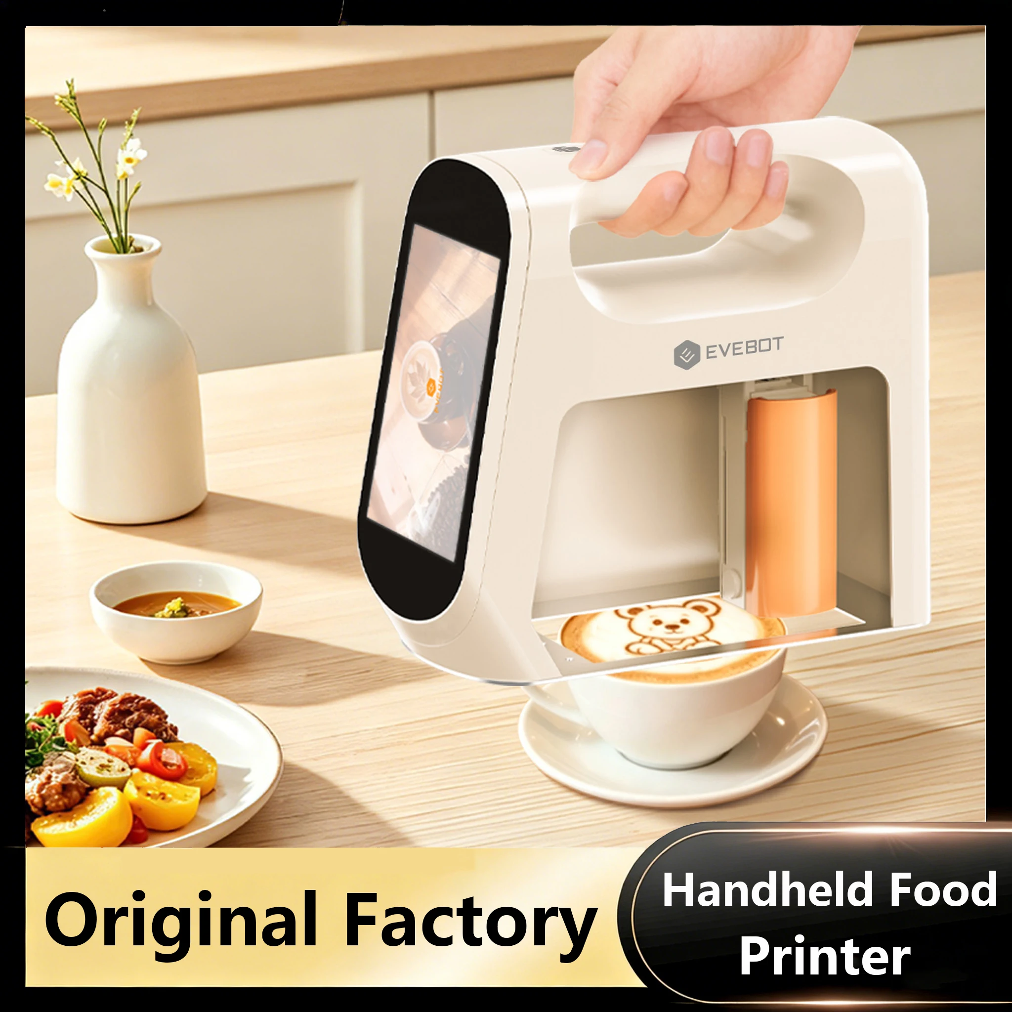 EVEBOT 5cm Print Head Smart Handheld Food Printer (Next-Gen with Visual Positioning) With a Built-in Camera Full Touchscreen