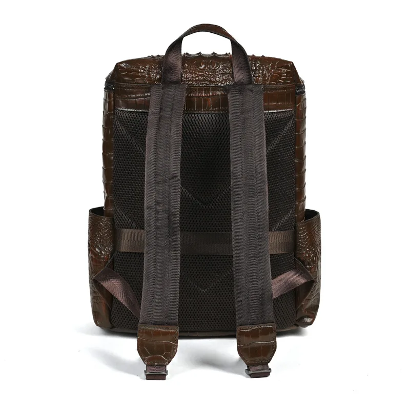 التمساح نمط رجل جلد طبيعي على ظهره التمساح حقيبة سفر للرجل خمر بنين حقيبة كتف مزدوجة