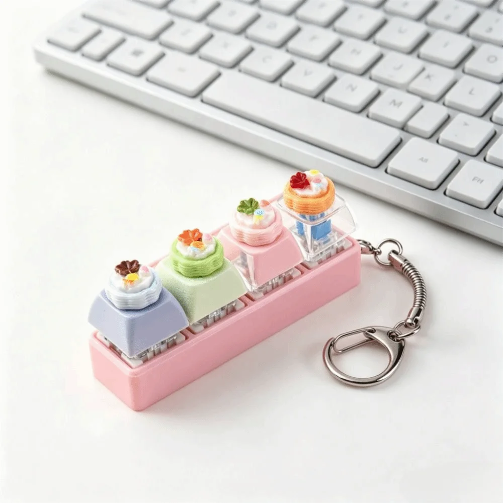 Mechanical Click Keycap Fidget Keychain Pass The Time Finger Button Button Keycap Keychain Cute Mini