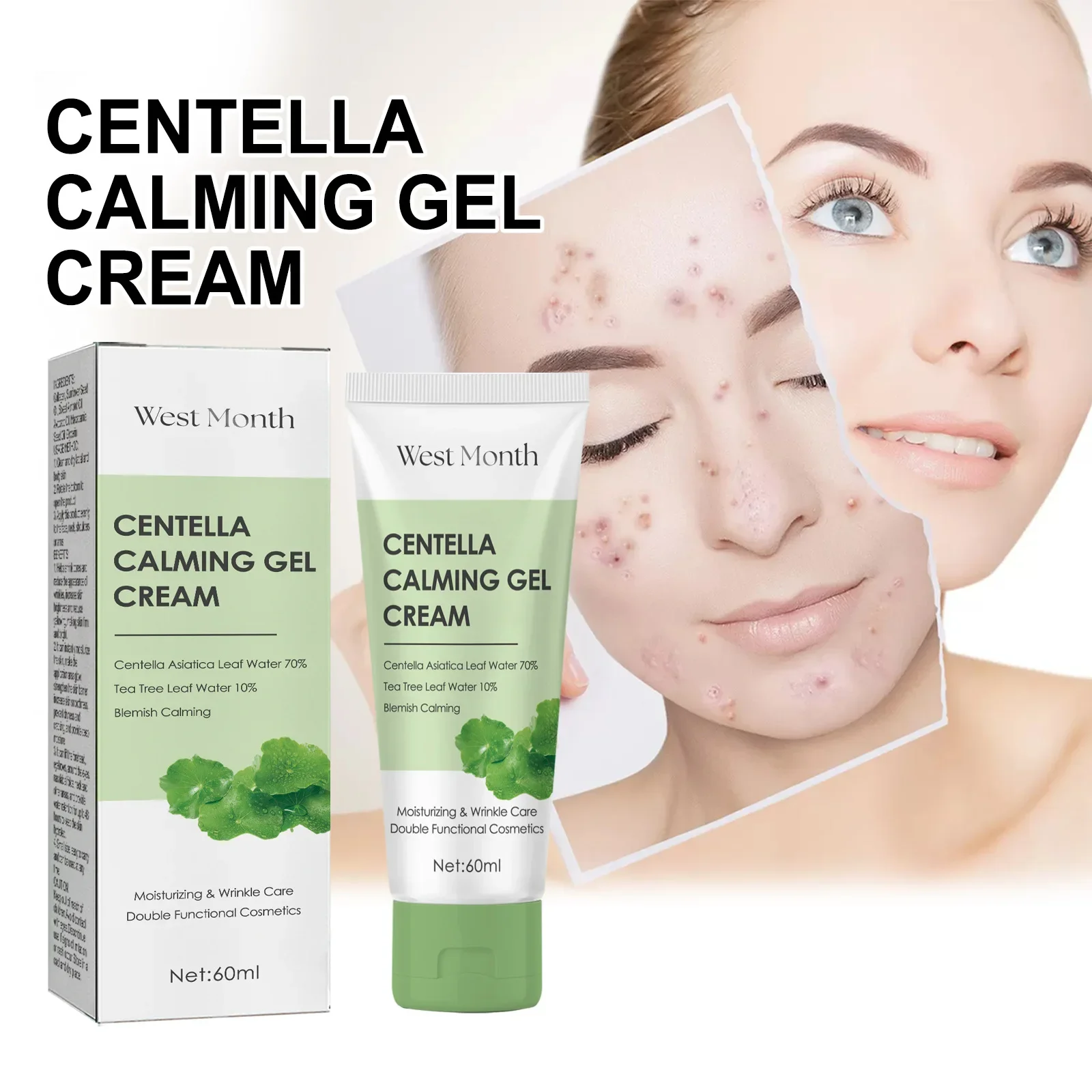 

60ml West & Month Centella Asiatica Moisturizing Cream Brightening Skin Tone Firming Skin Moisture Replacement Whitening Cream