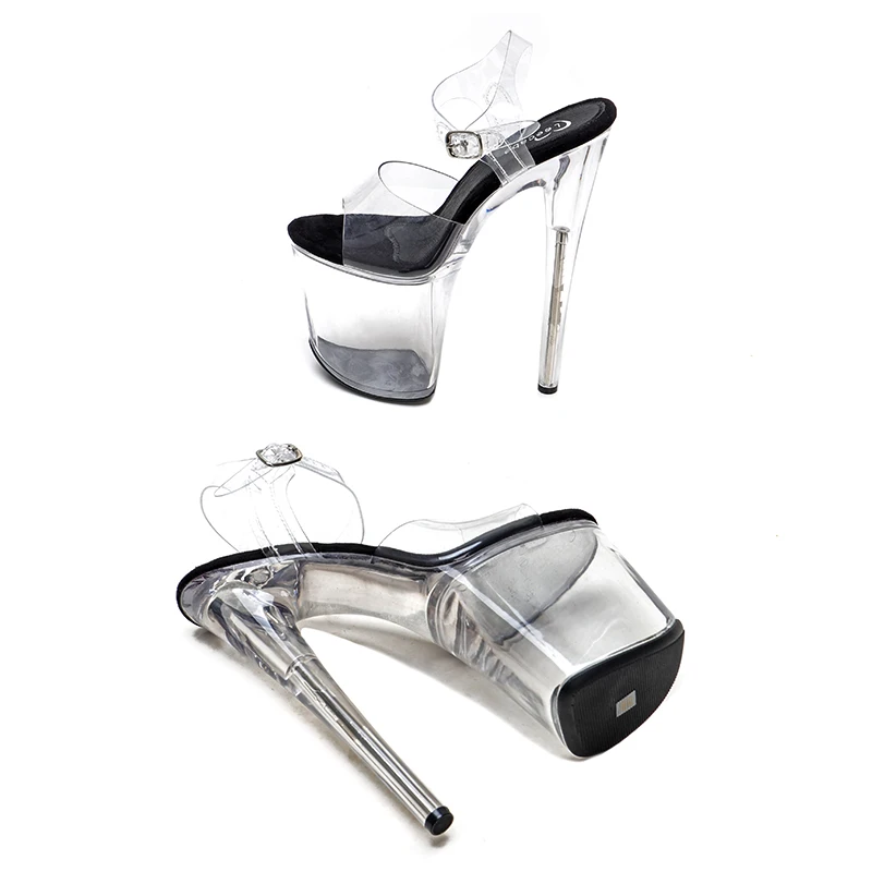 Leecabe 8Inch/20cm Clear Platform sandals colorful PVC upper Sandals party Transparent High Heels Shoes Pole Dancing Shoes 1L