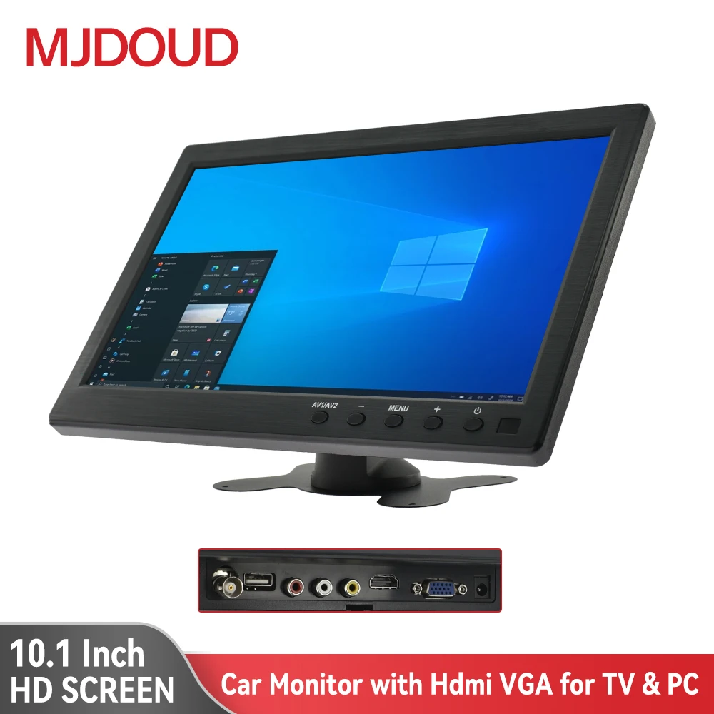 

MJDOUD 10.1 Inch Hdmi Car Monitor for TV PC Vga Display with 10.1" LCD Screen Backup Camera Sub Monitor for Home Security System