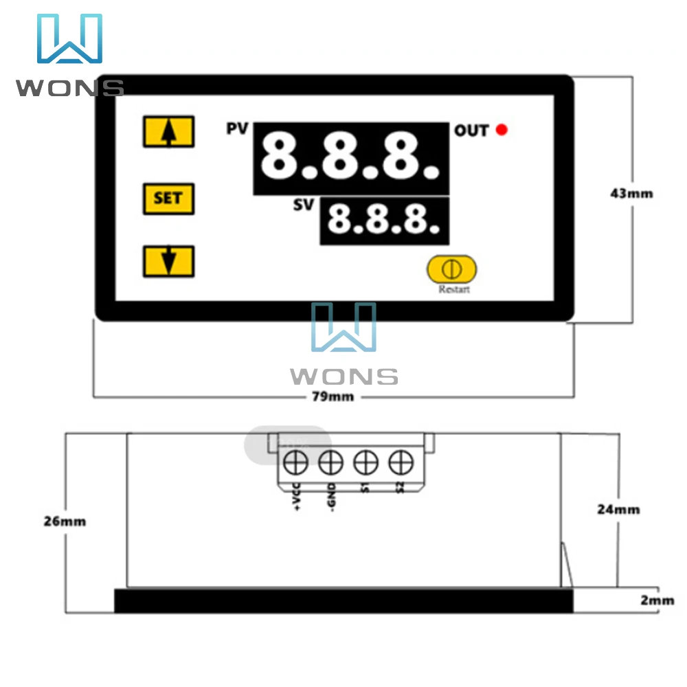 W3230 12V 24V AC110-220V Digital Temperature Control LED Display Thermostat With Heat/Cooling Control Instrument For Indoor