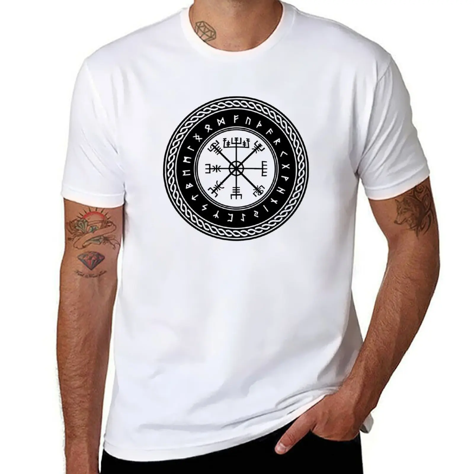 

Vegvisir Magical Nordic Runes Viking Compas T-Shirt tees graphic t shirts Man t-shirt plus size clothes Men's clothing