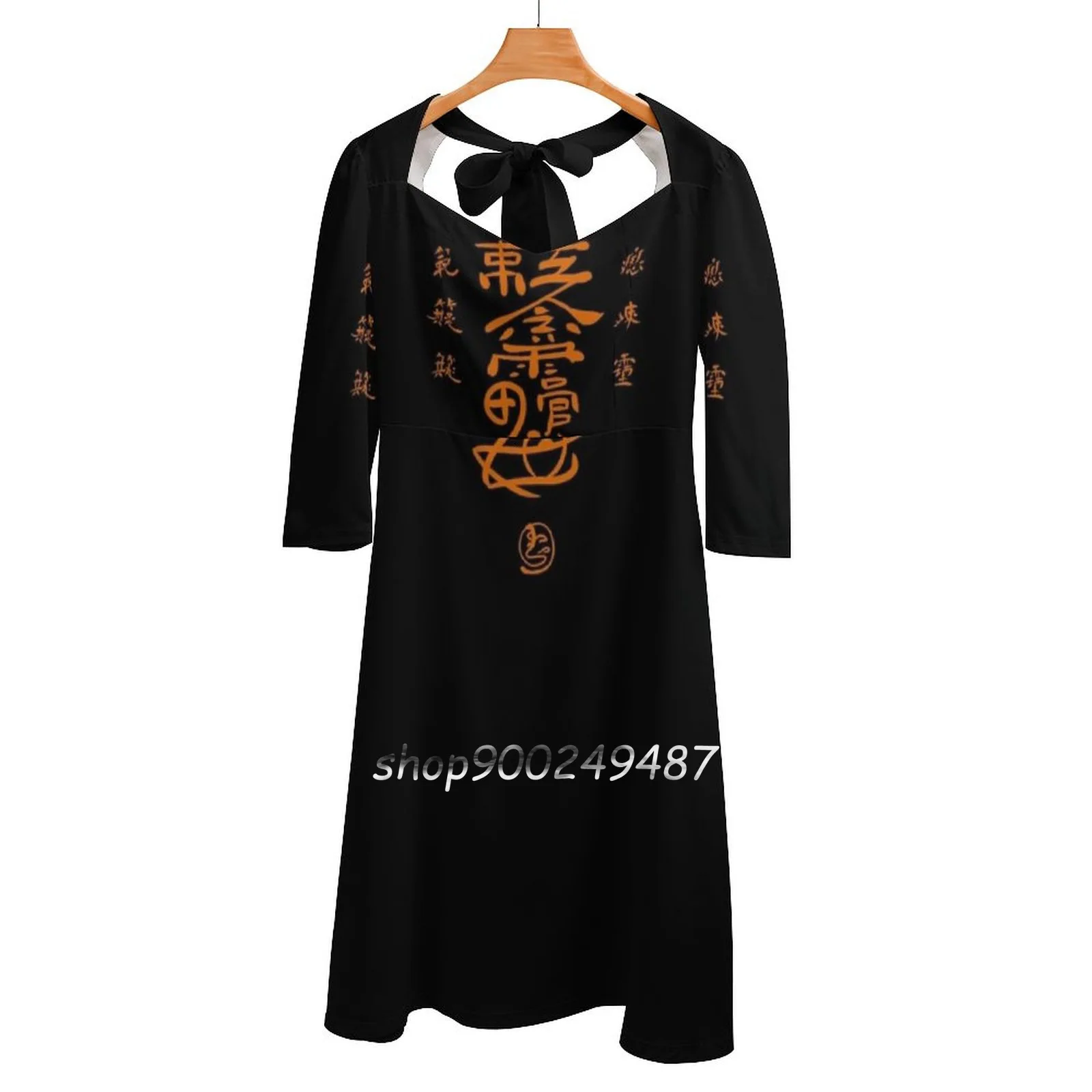 

The Untamed : Stygian Lure Flag Flare Dress Square Neck Dress Elegant Female Fashion Printed Dress The Untamed Mo Dao Zu Shi