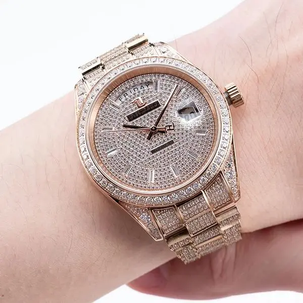 OBLVLO Männer Automatische Uhr 40mm Mechanische Armbanduhr Voller Kristall Zifferblatt 50 m Wasserdicht Saphir Leucht Miyota 8285 Woche datum