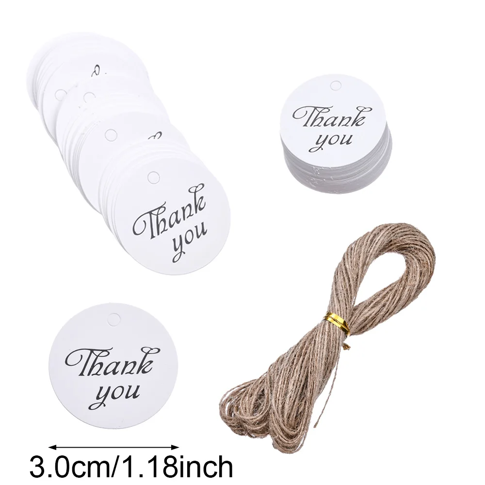 100 Stück Vintage Runde Papier-Geschenk-Etiketten, Blanko-Dankeschön-Etiketten und handgemachte Etiketten auf der Rückseite für Kleinunternehmen-Verpackungen mit Schnur – Detail 6