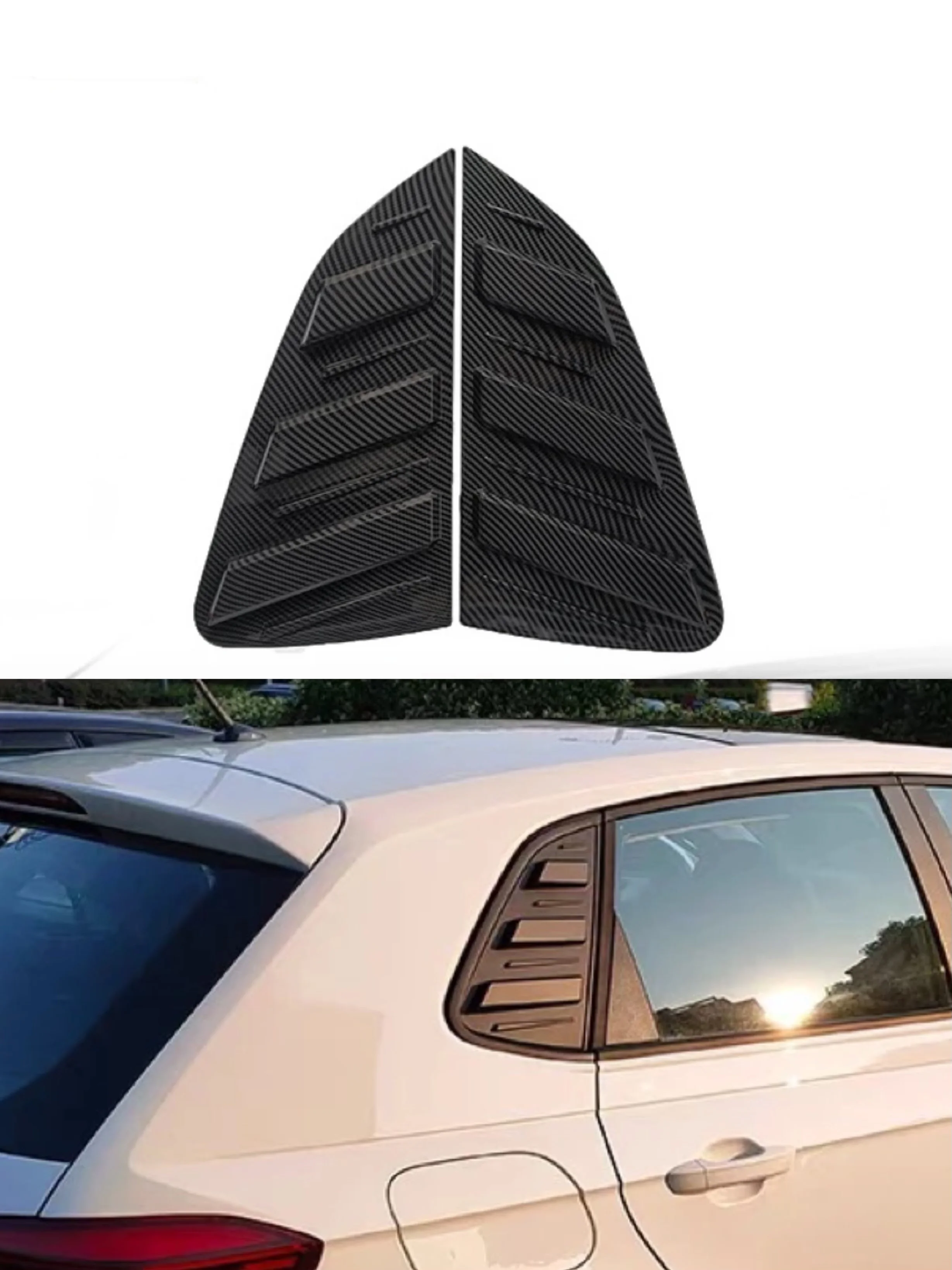 

Glossy Black Carbon Look Car Rear Window Shutter Cover Trim For VW Volkswagen Polo 2019 2020 2021 2022 2023