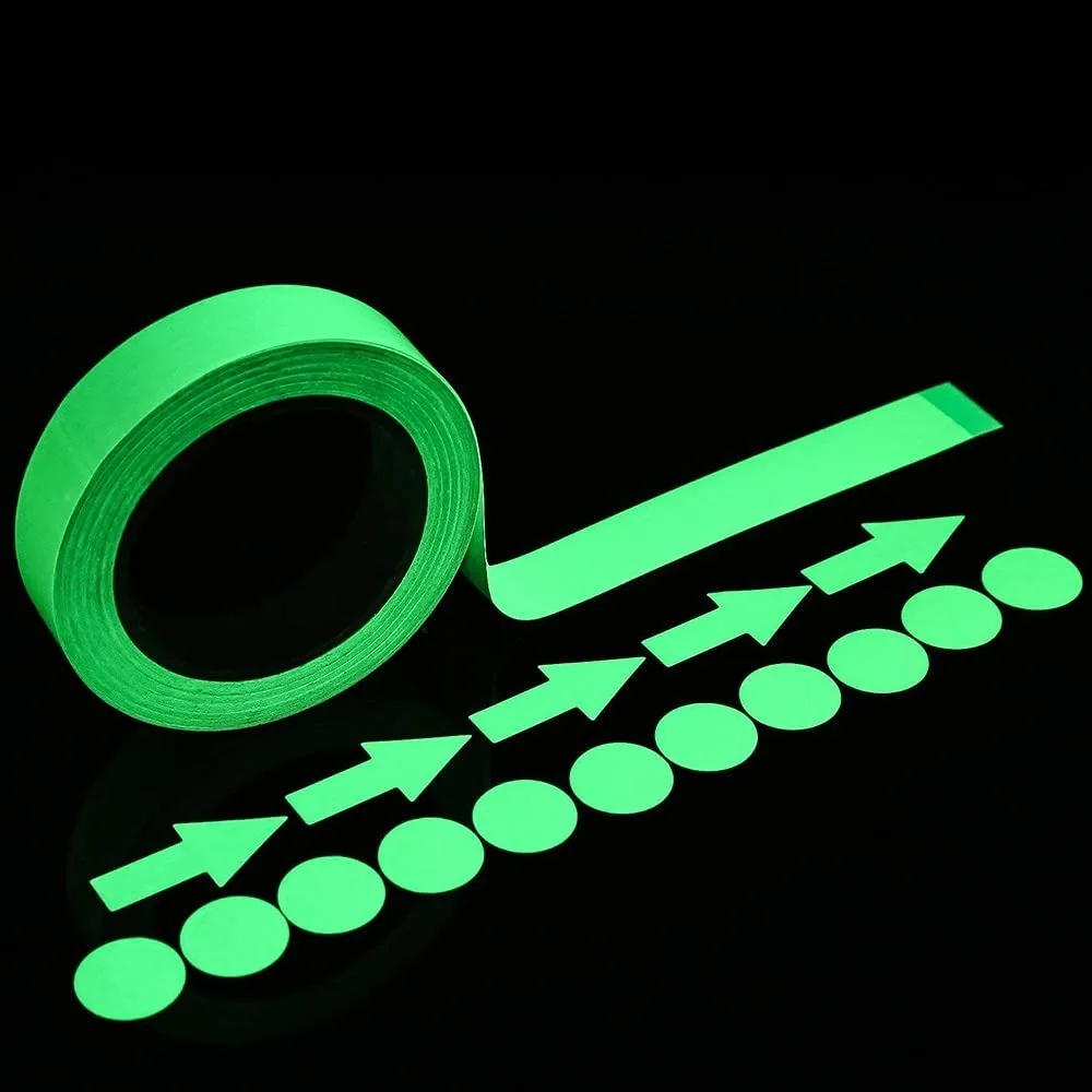 Fita luminosa autoadesiva de 1-4cm, 5m, verde, à prova d'água, para escadas, marcadores de saída de emergência, faixa de advertência fotoluminescente