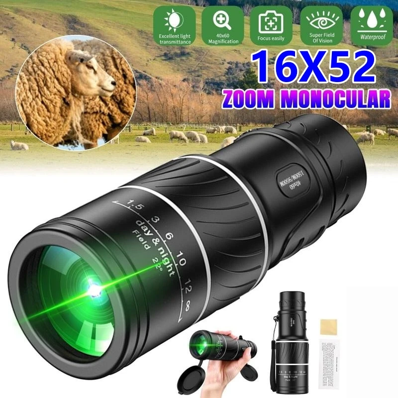 Telescopio Monocular potente, binoculares con Zoom HD, visión nocturna de largo alcance, Spyglass para acampar al aire libre, herramientas de