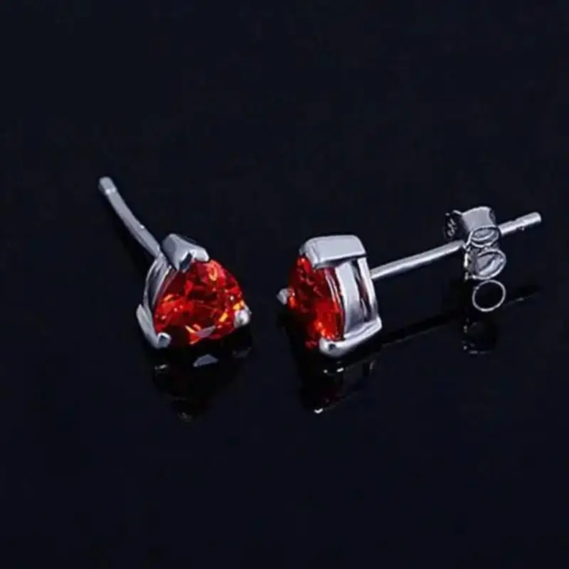 New  Earring Red Garnet Heart High-grade Zircon Crystal Earrings For Women Birthday Gift brincos XY-E113
