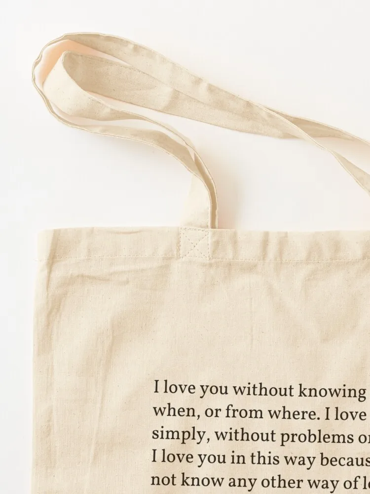 اقتباس بابلو نيرودا: أحبك دون أعرف كيفية حمل حقيبة قابلة للطي وقابلة لإعادة الاستخدام حقيبة حمل قماشية حقائب قماش #3