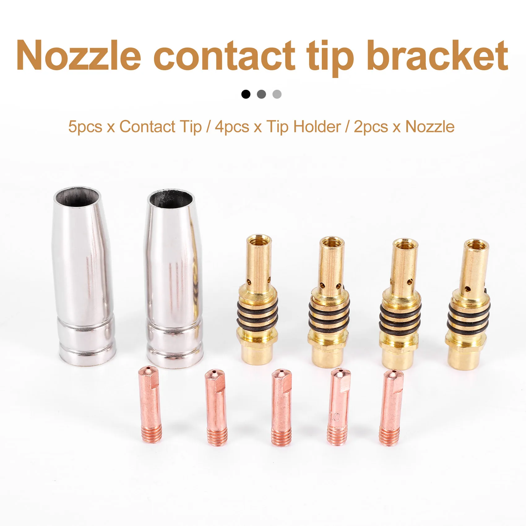 

ABRO-11Pcs/Set Mig Welding Nozzle Welder Torch Nozzles Gold Tip Holder Contact Tips 0.040 Inch Gas Diffuser Set For Torches