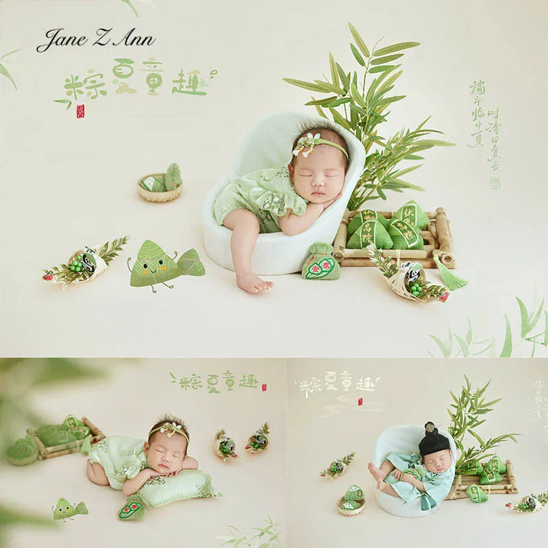 

Newborn photo props infant boys girls green hat/headband+clothes traditional clothing
