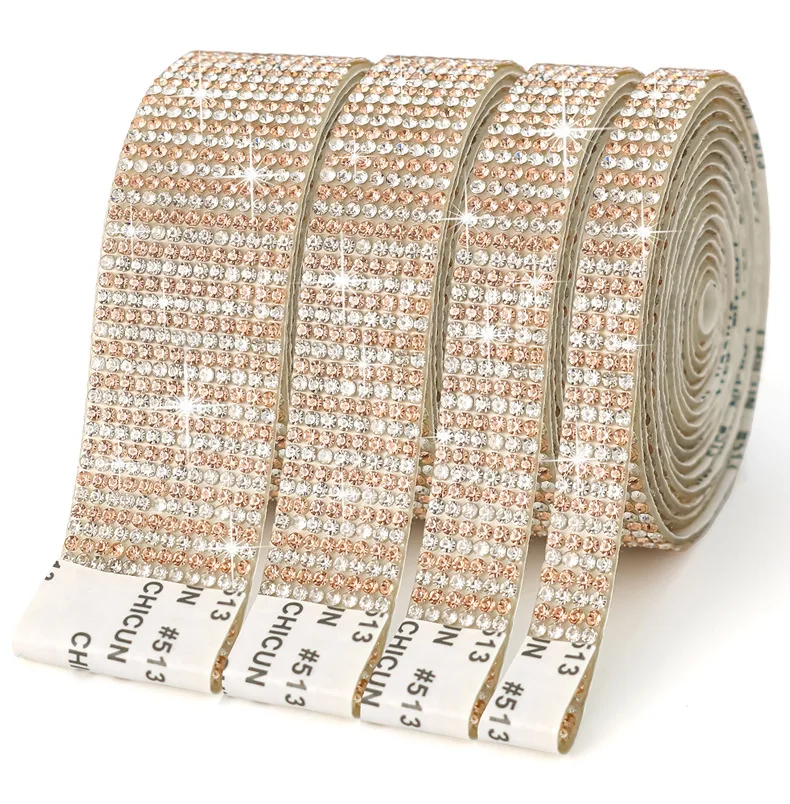 10 Yard Strassbänder Silber mit Abstandshaltern Selbstklebende Kristall-Diamant-Bänder für DIY-Kunsthandwerk Hochzeit Party Geschenkverpackung Dekoration – Detail 2