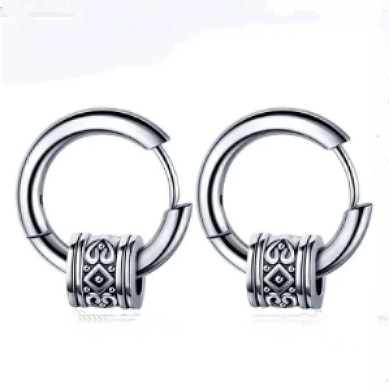 Fashion Punk Assorted Colors Stainless Steel Huggie Hinged Hoop Earrings for Men Women Simple Rock Party Prom Jewelry