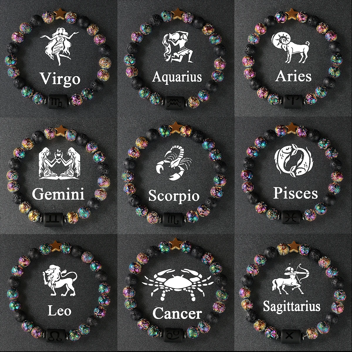 Amante de la constelación Aries Tauro Géminis Cáncer Leo Virgo Libra Escorpio Sagitario Capricornio Acuario Piscis pulsera mujeres hombres