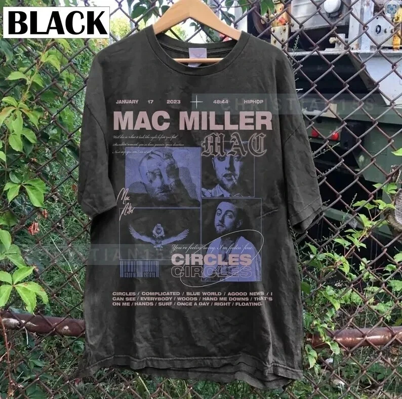 Camiseta Mac Miller, Camiseta Unisex Negra de Algodón Mac Miller para Hombre y Mujer, Nuevas Llegadas de Primavera/Verano, Corte Regular, Casual