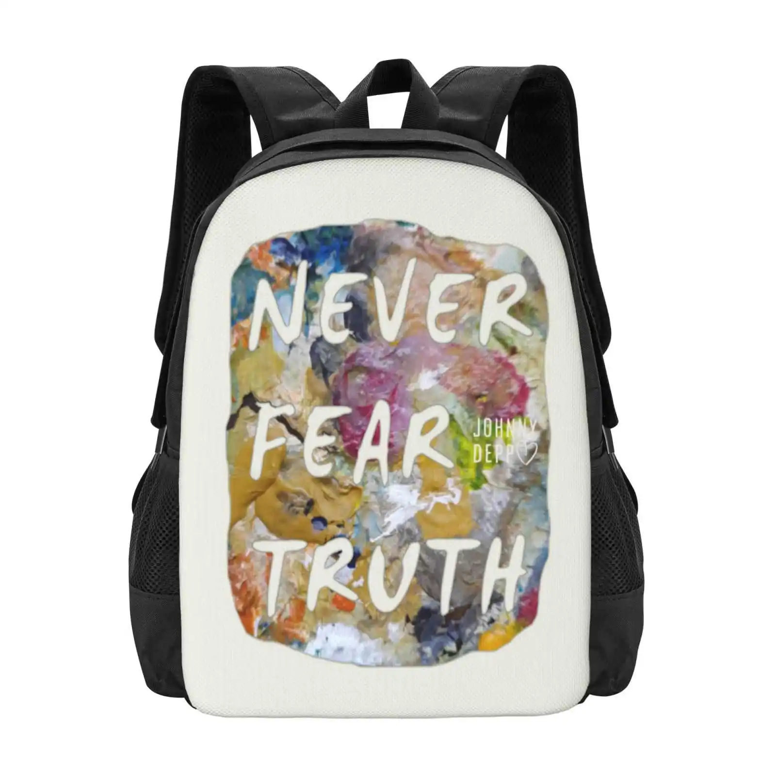 Johnny Depp-Never Fear Truth Teen College Student Backpack Pattern Design Bags Never Fear Truth Johnny Team Johnny Johnny Amber