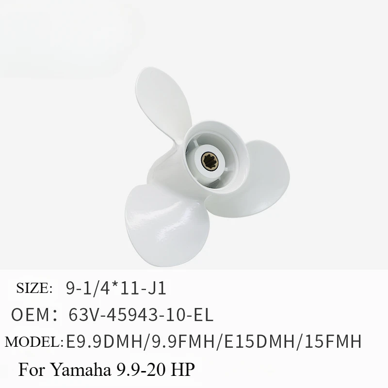 Outboard Aluminum Alloy Propeller for Yamaha 9.9-20HP 9 1-4X11-J1 11 Inch 63V-45943-10-EL E9.9DMH/9.9FMH/E15DMH/15FMH