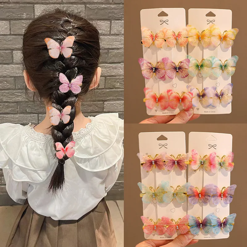 6PCS Sweet Stereoscopic Color Gradient Cute Baby Hairpins Kids Hair Clips Children Headwear Princess Barrette Girls Accessories