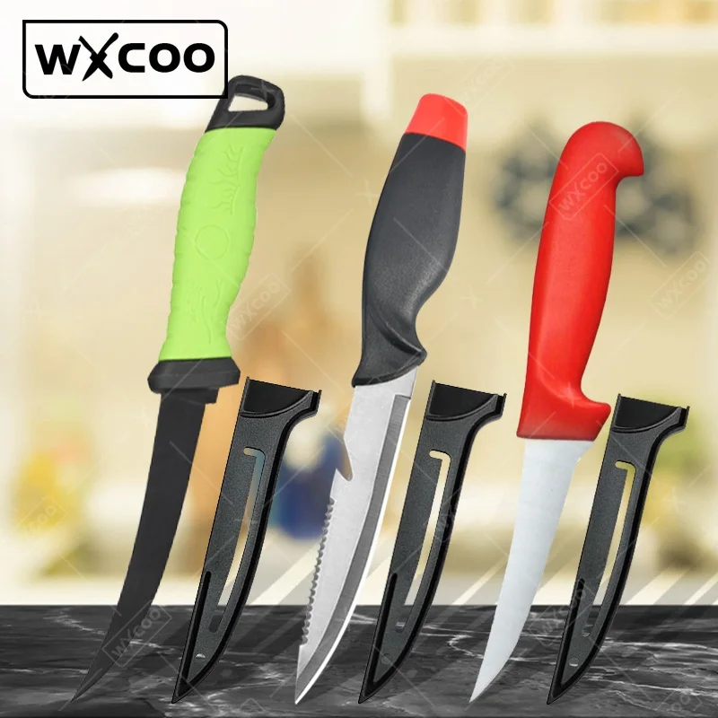 WXCOO Japanese Style Chef's Cooking Knives Stainless Steel Fish Filleting Cutter Meat Cleaver Sashimi Knife Bone Chopping Knife