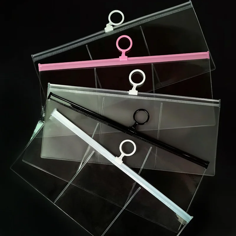 100pcs PVC Separate Zipper Bag With Pull Ring For Jewelry Headwear Button Partitioned Storage Gift Packaging Small Business