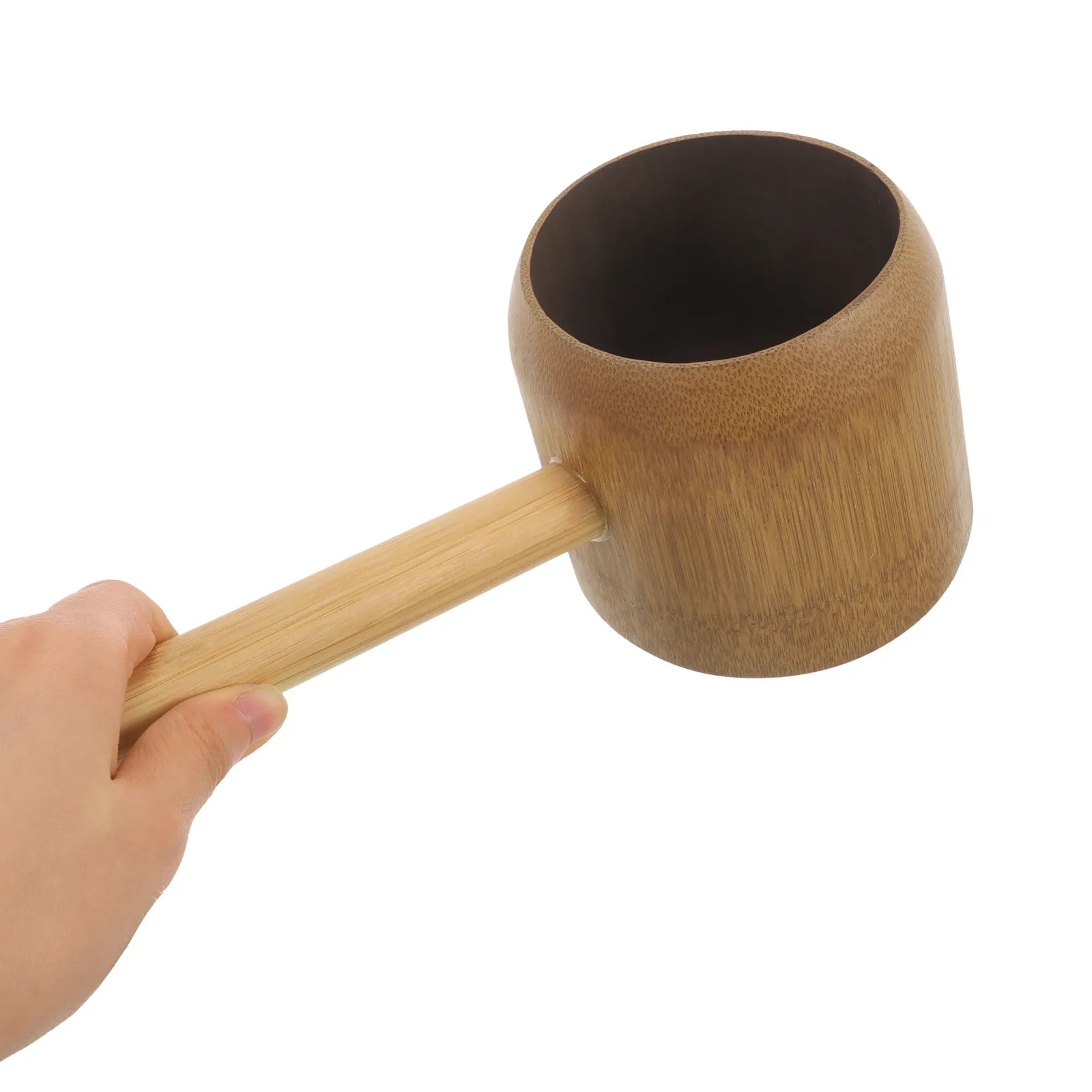 Bamboo Bath Scoop Water Ladle Shower Rinse Cup for Hair Rinsing Bathing Watering Flowers Non Slip Handle Deep Scoop Bathroom