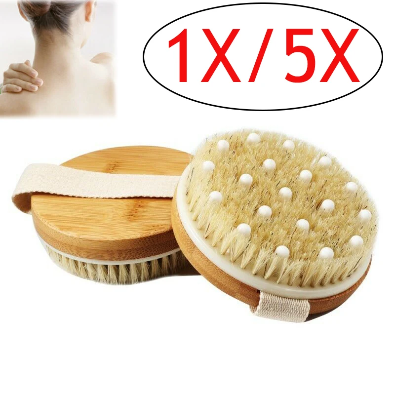 

Bath Brush Wooden Natural Bristle Medium Stiffness Exfoliating Soft Skin Stimulates Circulation Removes Dead Skin Feet Knees