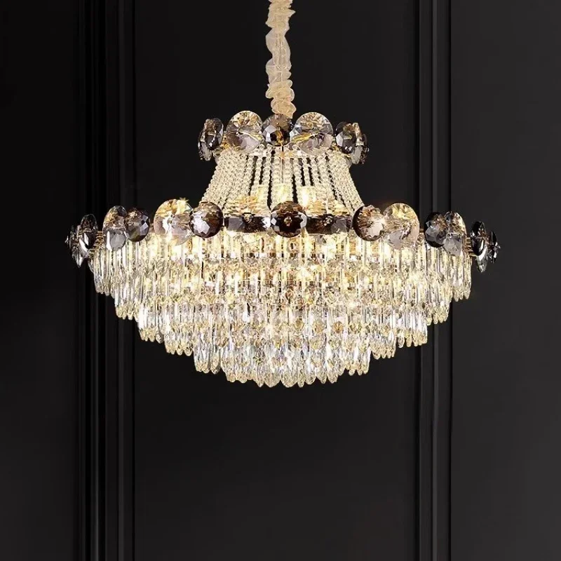 

Living Room Chandelier Modern Simple Atmosphere Nordic Wind Light Luxury Round Dining Room Bedroom 2025 New Crystal Lamps Hot