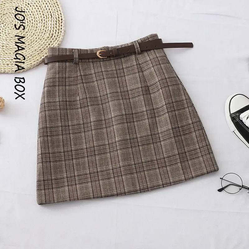 Autumn Sweet Women Mini Skirt Fashion Korean Harajuku High Waist A-Line Ladies Zipper Plaid Pleated Skirts Streetwear Female