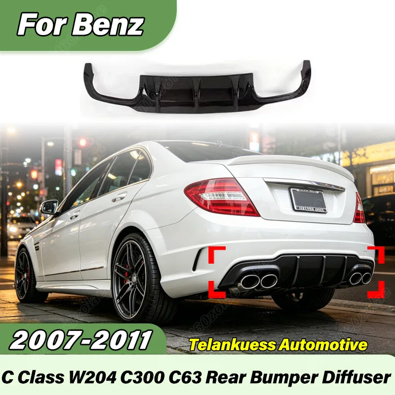 

For Mercedes Benz C Class W204 C300 C63 2008 2009 2010 2011 2012 Car Blade Style Rear Bumper Diffuser Body Modification Kit