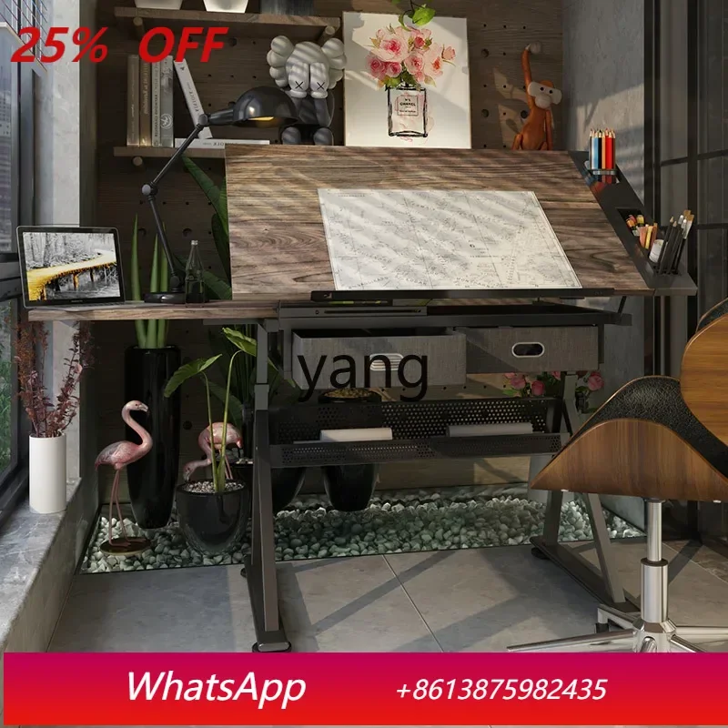 

LTT black walnut solid wood liftable desk painting oil painting art workbench