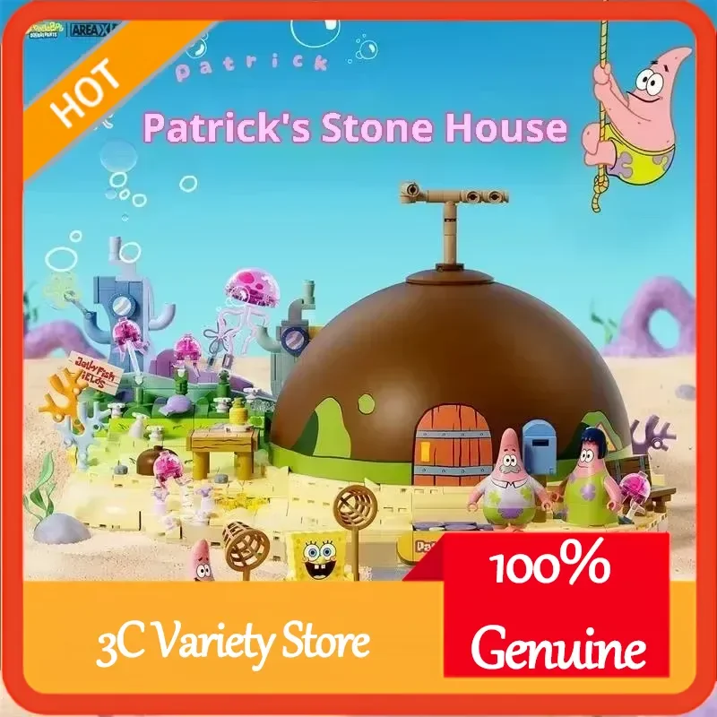 Juego de bloques de construcción de Spongebob Patrick Star Rock House, juguete educativo de montaje DIY para niños, caja ciega creativa de regalo de Navidad