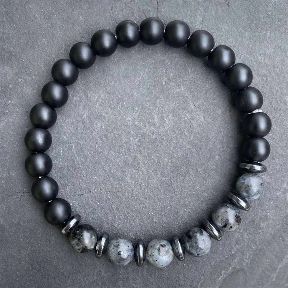 Men Bracelet High Quality Black Frosted Stone Strand Bracelet Gifts For Boyfriend Husband Hematite Healing Bracelet Pulsera