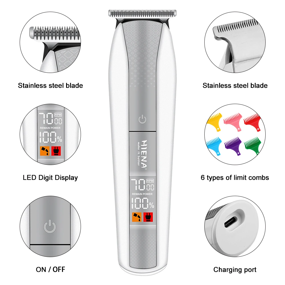 Hiena ปัตตาเลี่ยนไฟฟ้าสำหรับตัดผมมืออาชีพ, เครื่องโกนขนความเร็วสูง6ชนิดความเร็ว6500-7000รอบต่อนาที