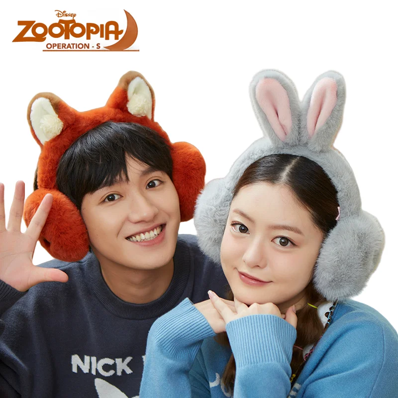 Zootopia Judy Hopps Cute Warm Earmuffs Nick.Wilde Plush Anime Cartoon Plush Embroidered Ear Protectors Retractable Holiday Gifts