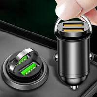 Mini Car Charger Lighter Fast Charging PD USB Type C Dual Ports Invisible Metal Charger For Car Interior Accessories