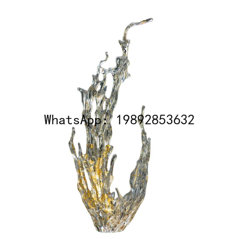 CZ Transparent Water Drop Ornament Resin Abstract Platinum Crystal Water Flower Decorative Sculpture Hanging Decoration