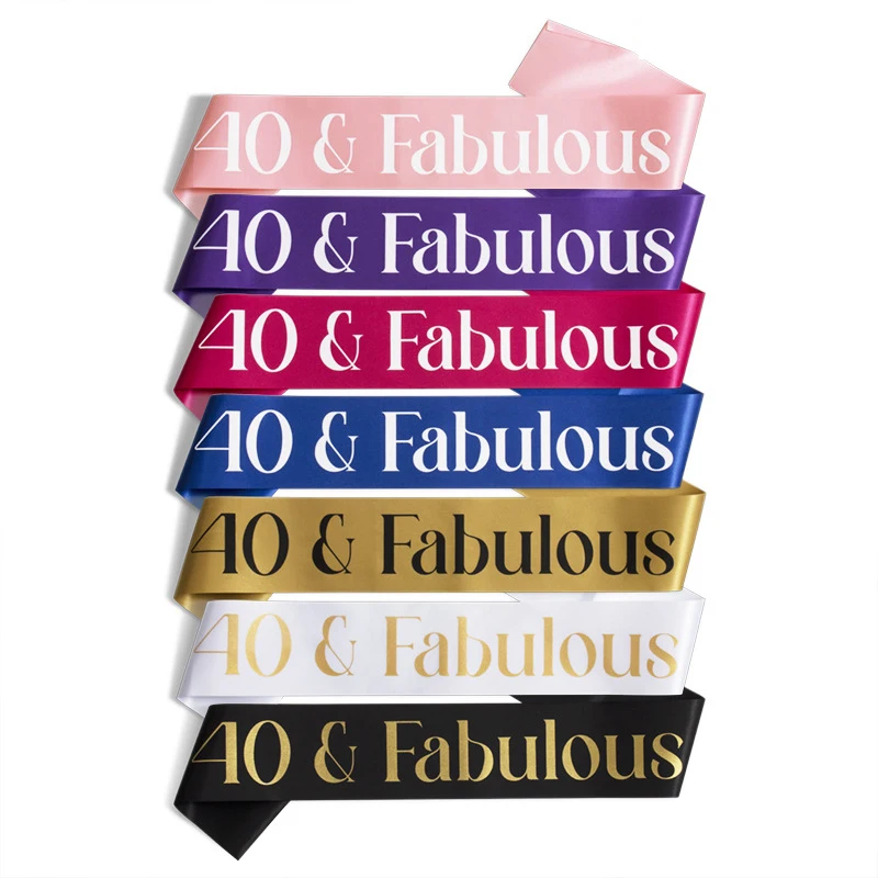 40 & Fabulous Birthday Sash 40th Years Old Men Women Ribbon Shoulder Strap Birthday Shoulder Girdle Party Decoration Supply