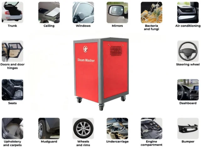 High-Efficient Electric Automobile Steam Cleaning Machine High-Pressure Auto Detailing Car Washer Stainless Steel for Car