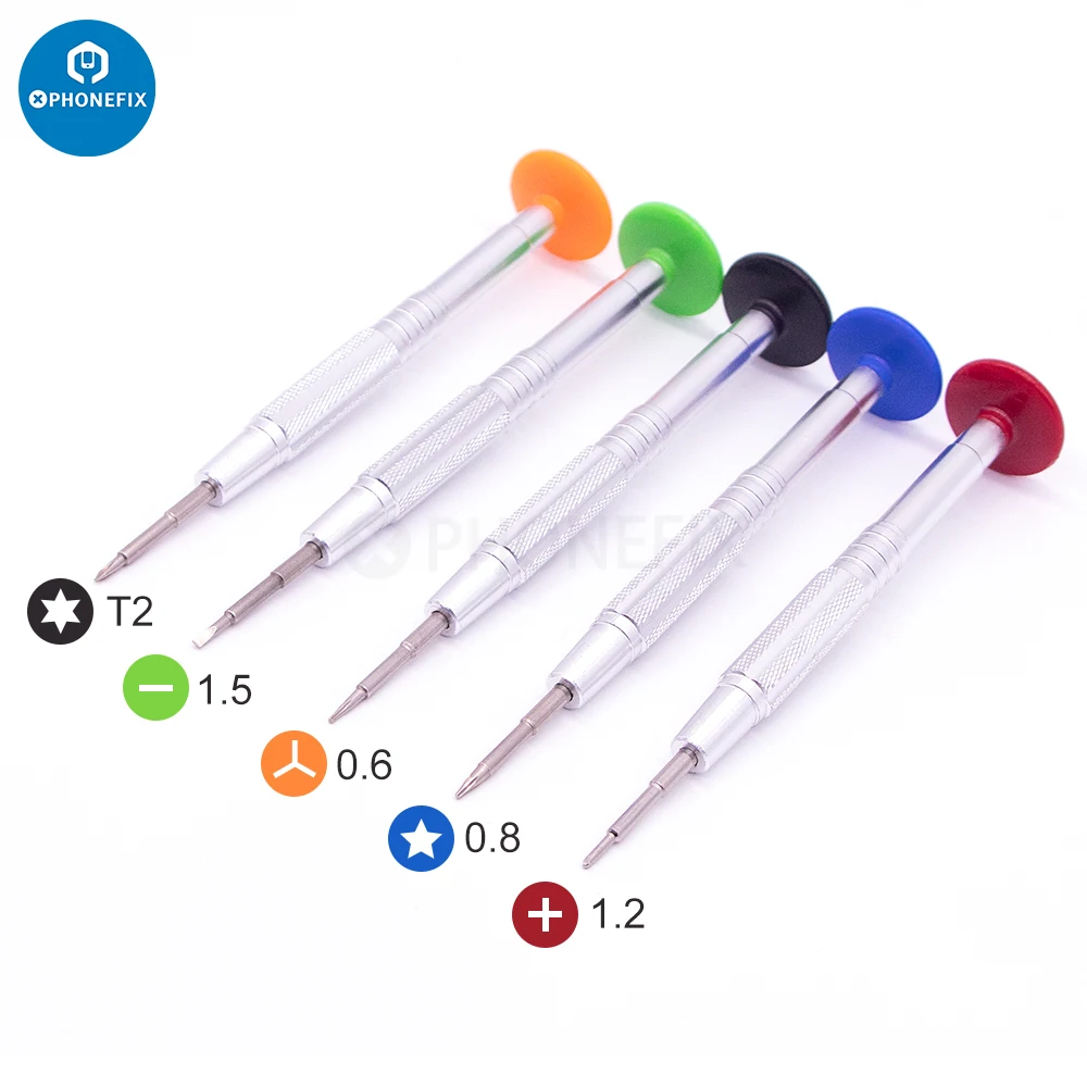 5pcs Set Mobile Phone Opening Screwdriver for iPhone iPad Repair Phillips 0.6Y T2 0.8Pentagram Aluminum Screwdriver Repair Tool