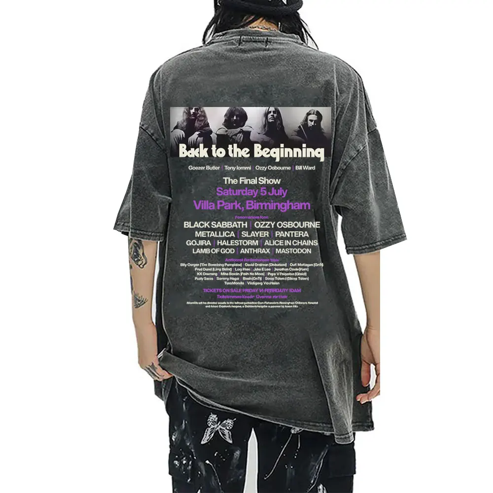 

Heavy Metal Rock Band Black Sabbath and Ozzy Osbourne Back To The Beginning Vintage Washed T Shirt Men Women Classic T-shirts