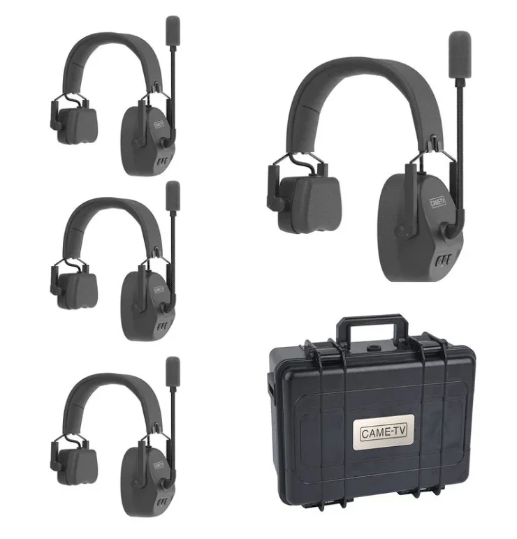 Wireless Headset Intercom System 5 Person Team Communication with Noise Cancellation Hardcase Single Ear