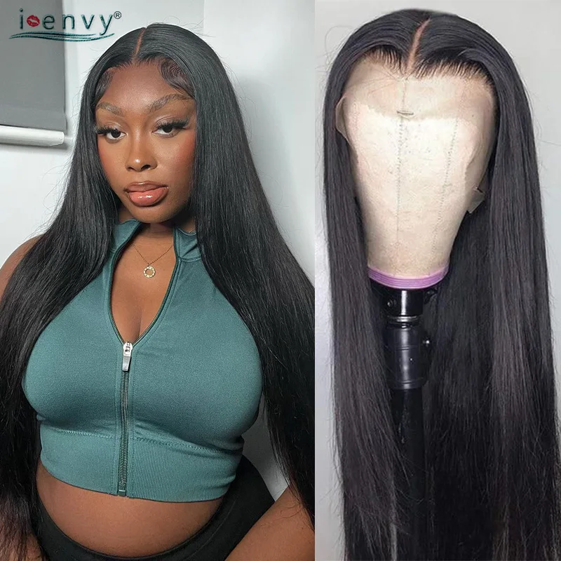 

Natural Color Silky Straight Human Hair Wigs Pre Plucked 13X4 13X6 Lace Frontal Wig Long 34 InchLace Front Wigs For Black Women