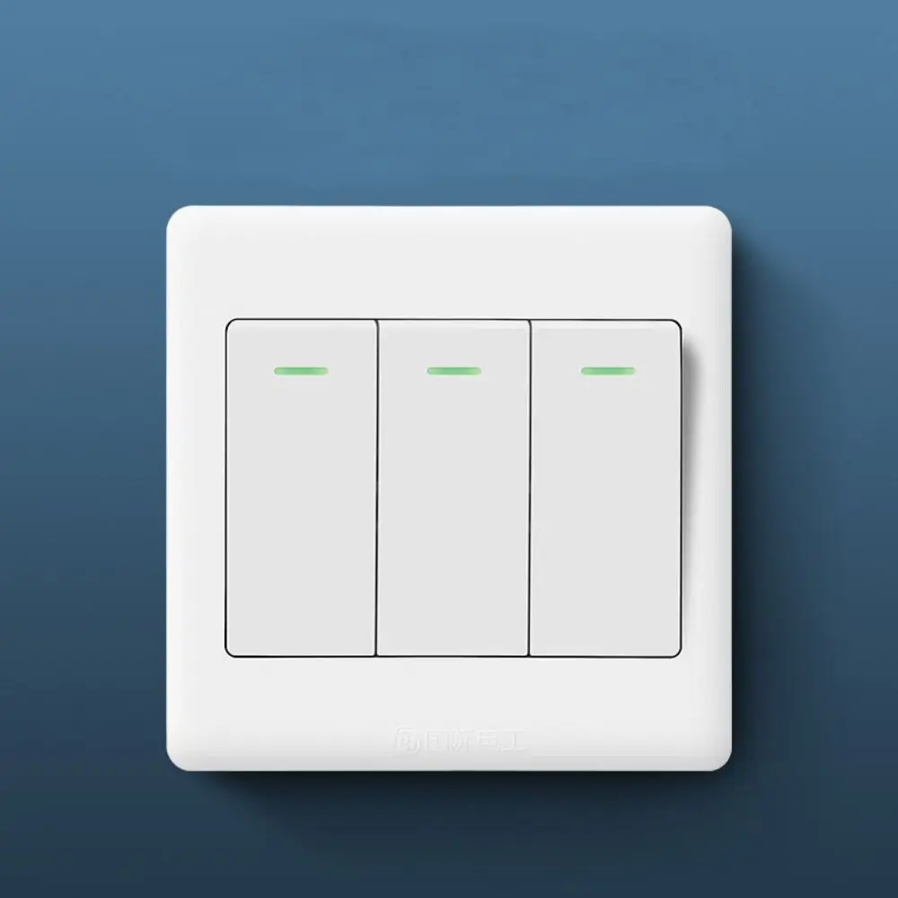 New 1Way Button Wall Switches Home Accessories Durable 1/2/3/4 Gang with Fluorescent Indicator Light On / Off Push Buttons
