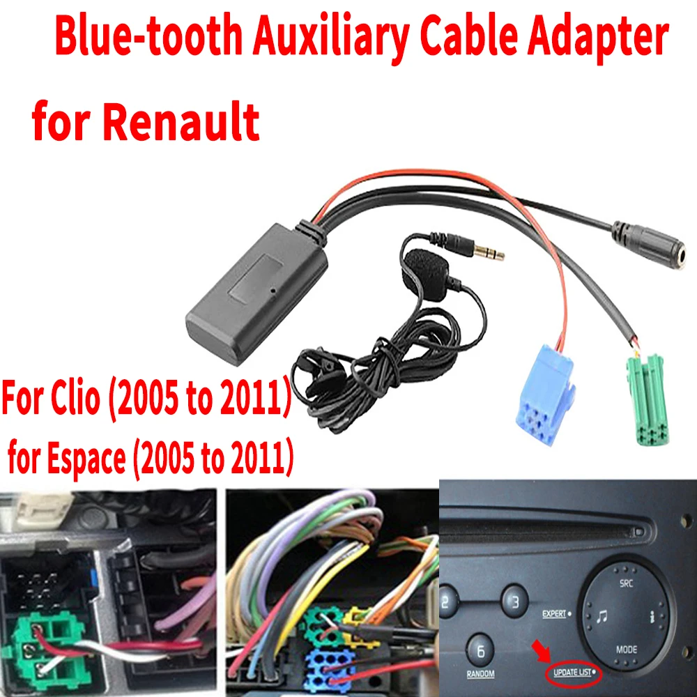 

for Renault Updatelist Blue-tooth Audio Phone AUX Blue-tooth Auxiliary Cable Adapter FOR Clio 2005 to 2011 Model