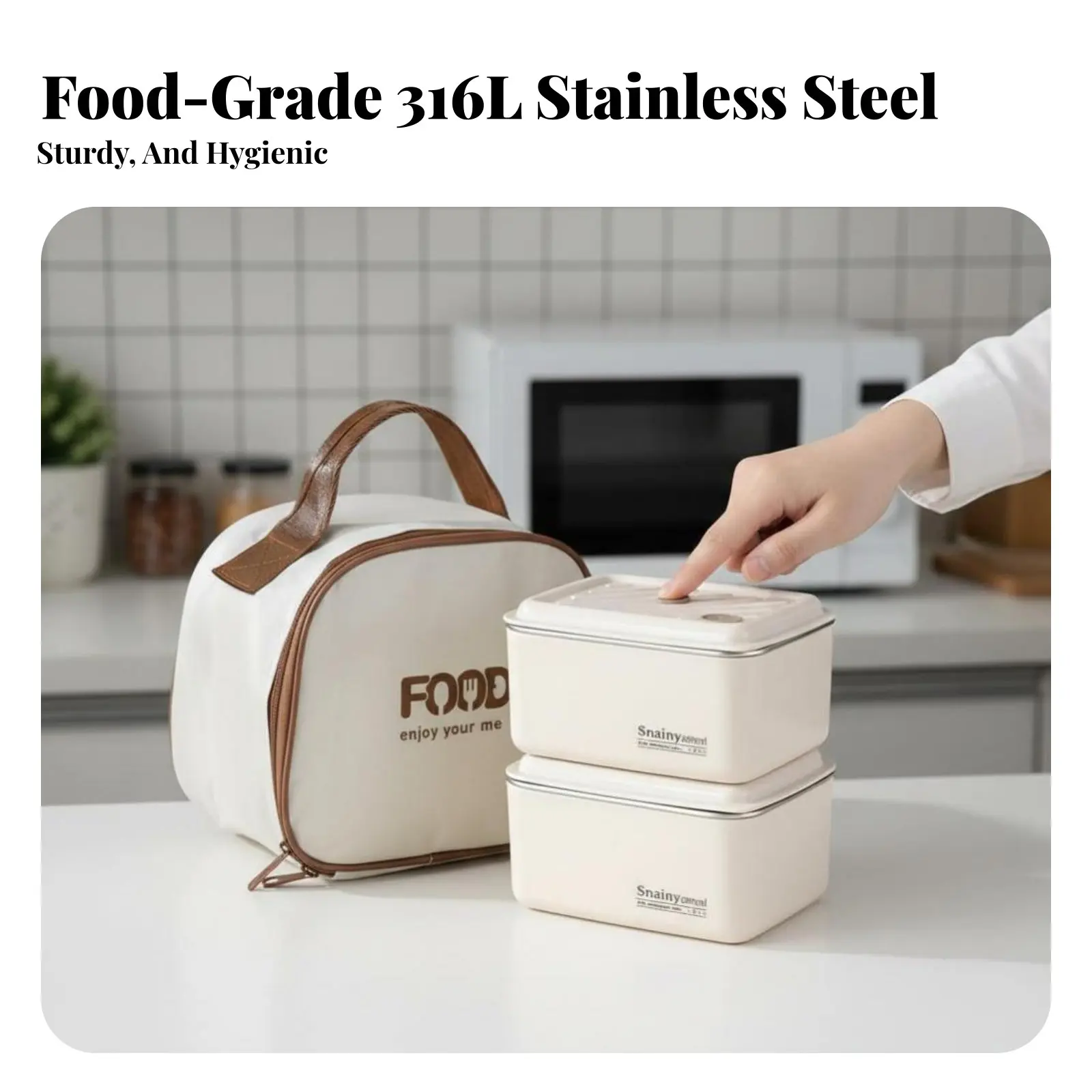 316 Stainless Steel Lunch Box, Microwave Safe, Leakproof Bento Container for Office, Students, Camping