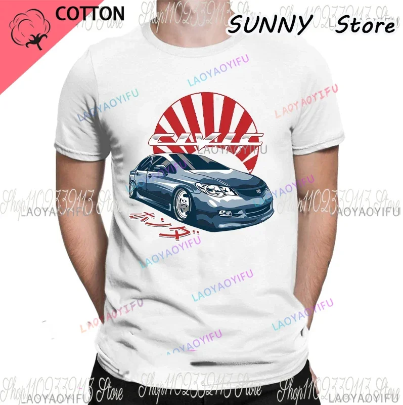 2023 JDM Civic T-Shirt Drive The Classic JDM White Impreza WRX STi Car Design Boy Casual Men Short Top White Tees