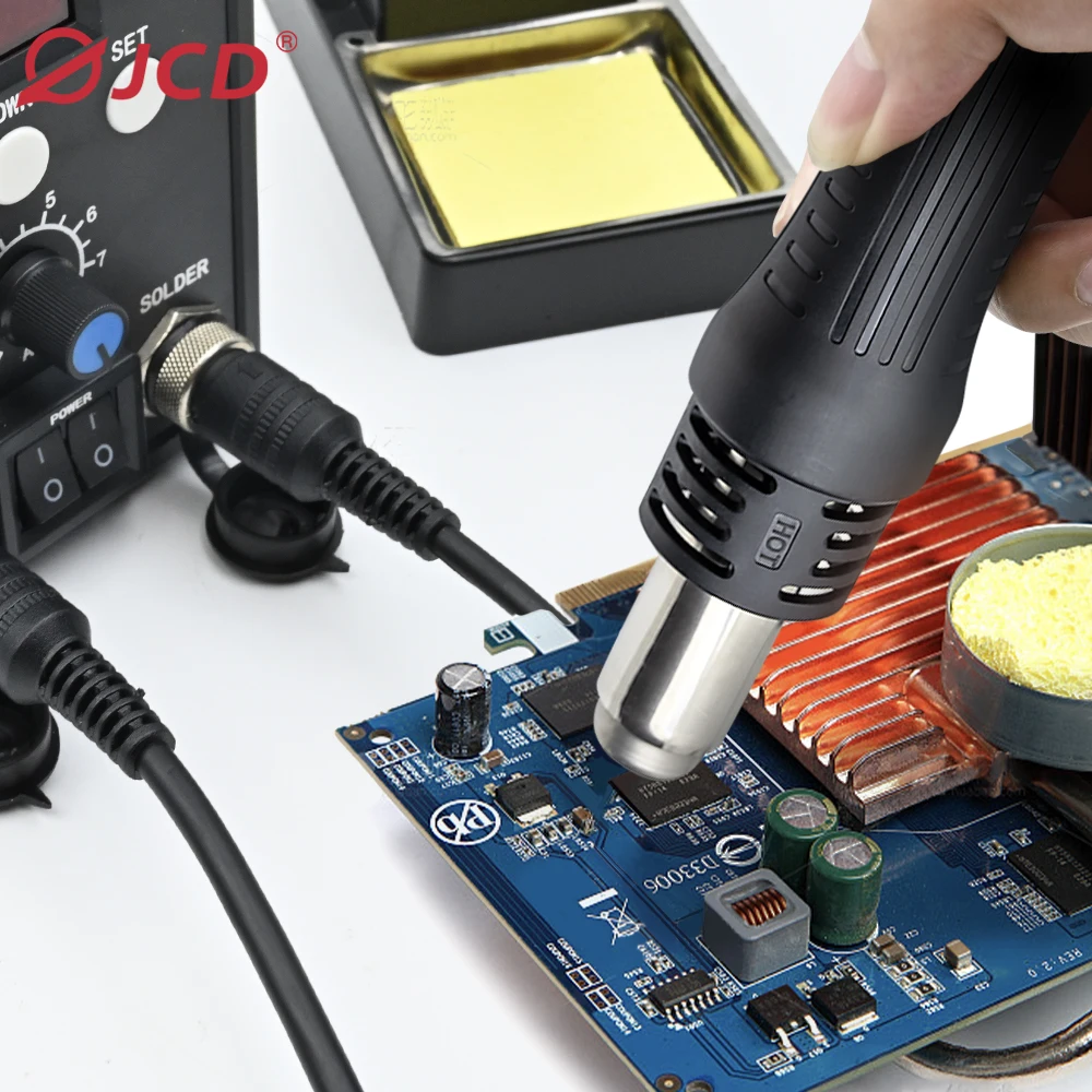 JCD 750W 8586 2 In 1 Digital ESD Hot Air Gun Soldering Station Welding Solder Iron For IC SMD Desoldering Rework Tools 220V/110V